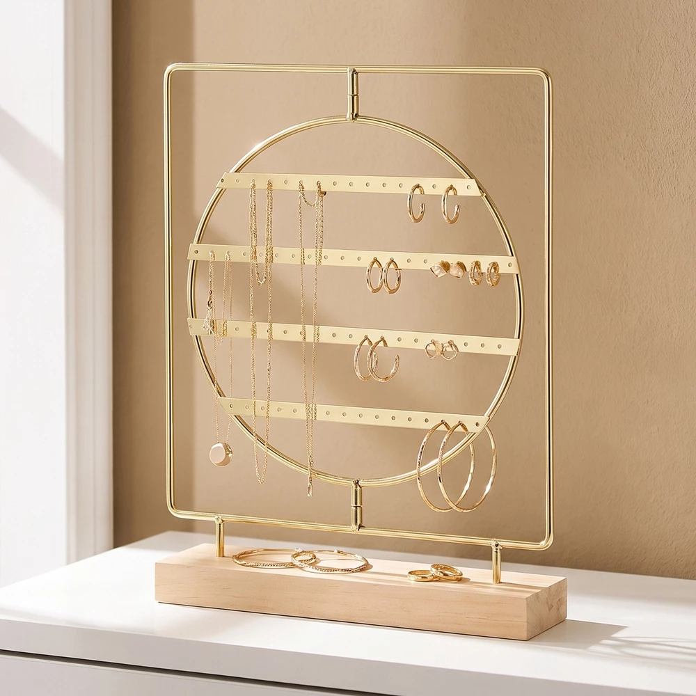 Square Frame Circle Four Row Earring Display Stand