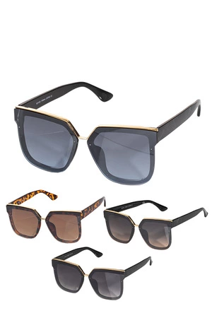 Tortoise Metal Trim Square Sunglasses