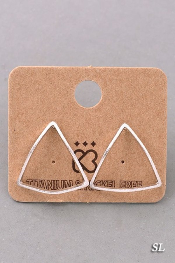 Hammered Cutout Triangle Stud Earrings