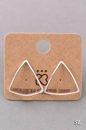 Hammered Cutout Triangle Stud Earrings
