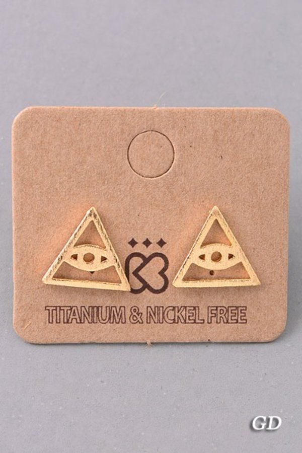 Pyramid Eye Stud Earrings