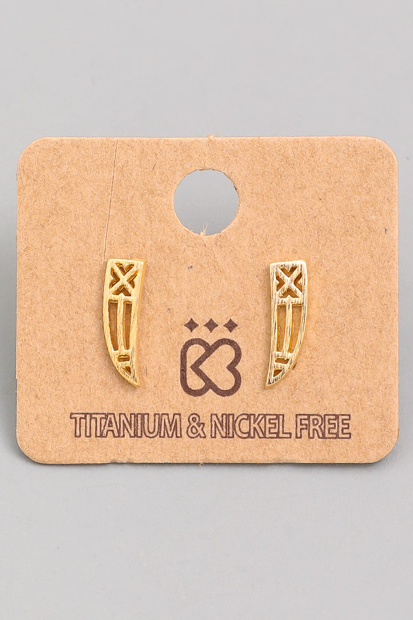 Tribal Cutout Tusk Stud Earrings