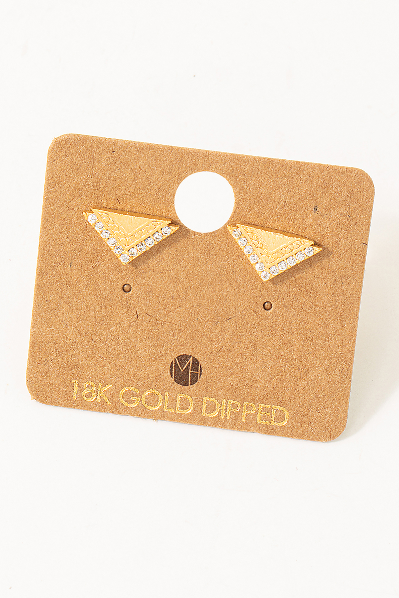 Rhinestone Trim Triangle Studs
