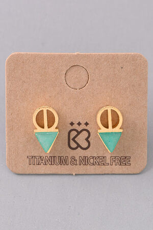 Natural Stone Arrow Stud Earrings