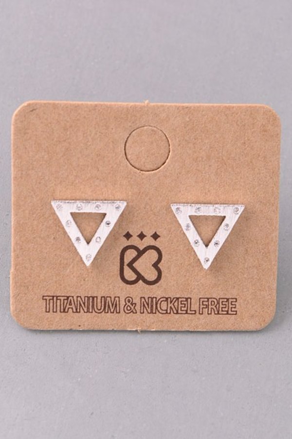 Rhinestone Lined Triangle Stud Earrings