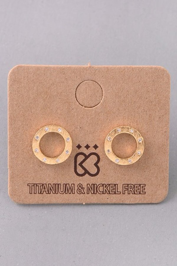 Rhinestone Lined Circle Cutout Stud Earrings