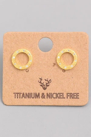 Rhinestone Open Circle Stud Earrings