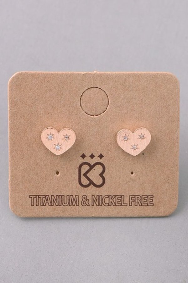 Jeweled Heart Stud Earrings