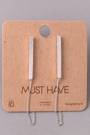 Solid Bar Drop Chain Earrings