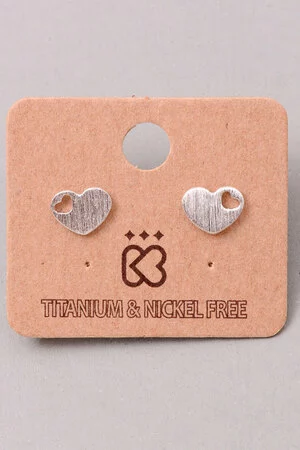 Mini Heart Cutout Heart Stud Earrings