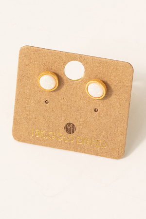 Circular Opal Stud Earrings