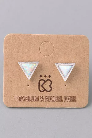Triangle Opal Stud Earrings
