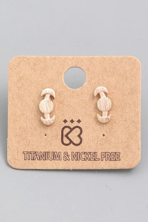 Moon Crescent End Stud Earrings