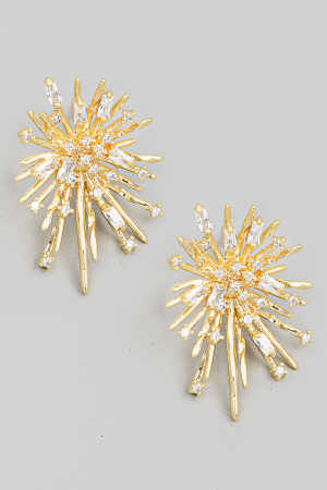 Metallic Rhinestone Firework Earrings