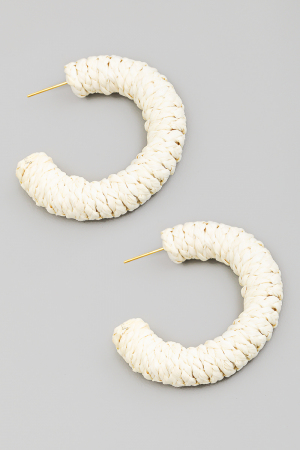 Straw Braided Hoop Earrings