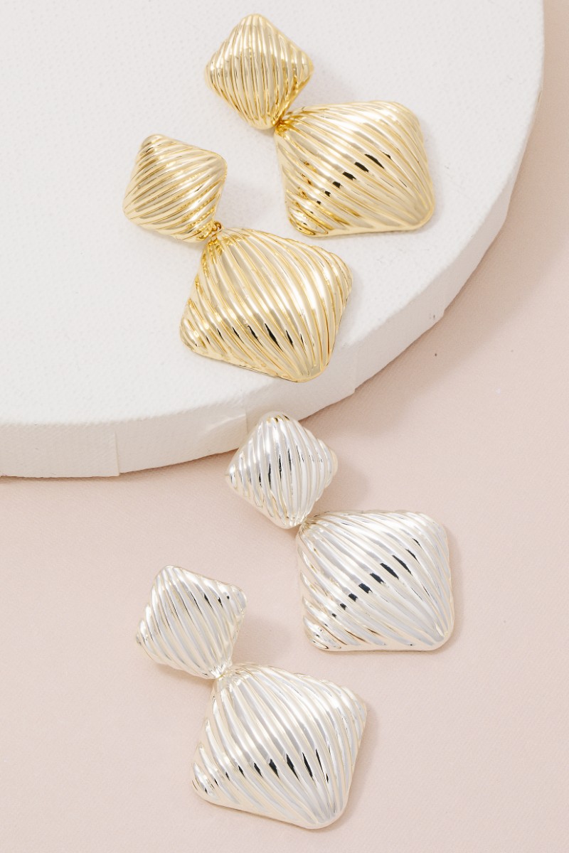 Gold Dipped Double Square Dangle Earrings