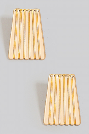 Ridged Rectangle Shield Stud Earrings