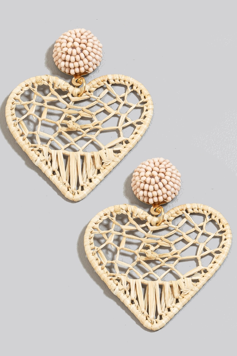 Intricate Web Woven Heart Dangle Earrings