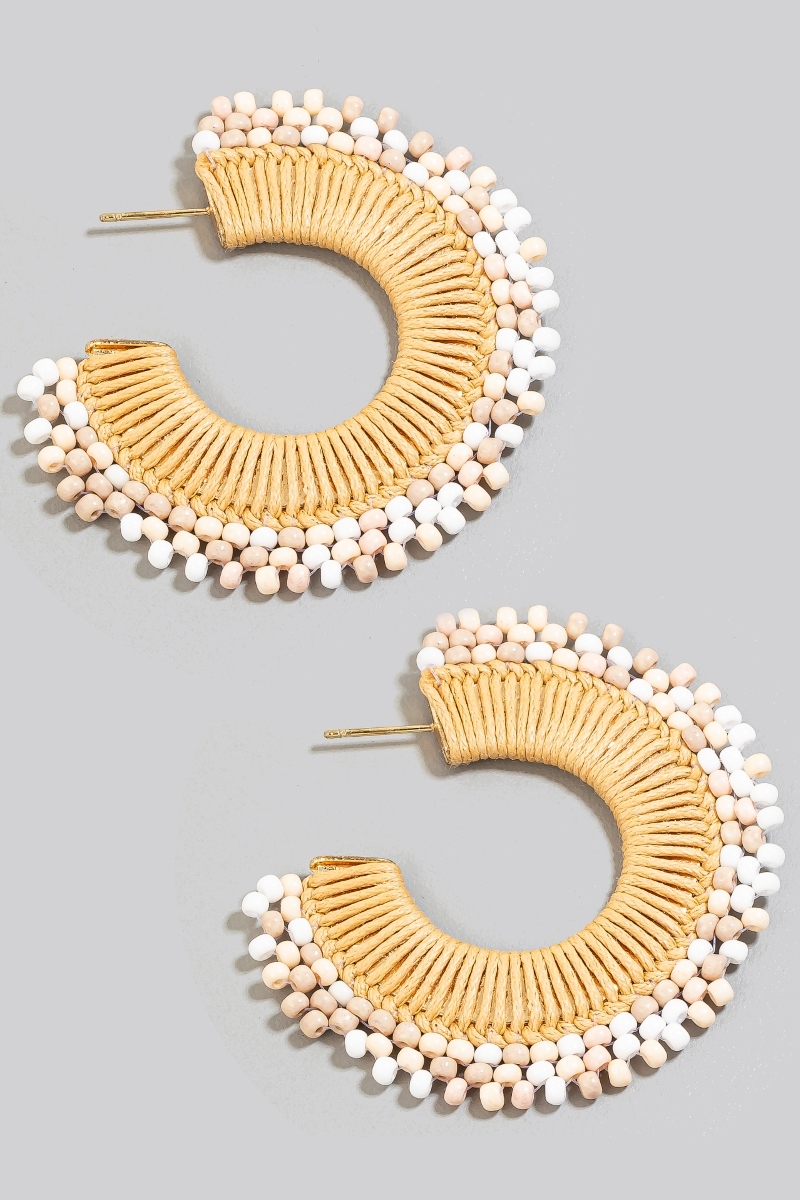 Beaded And Braided Flat Hoop Earrings