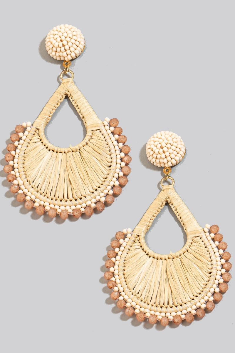 Beaded And Braided Tear Dangle Earrings