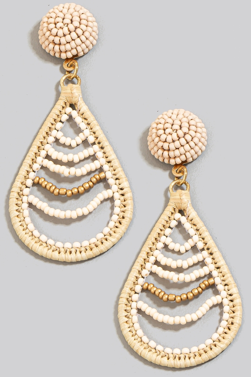 Intricate Beaded Tear Dangle Earrings