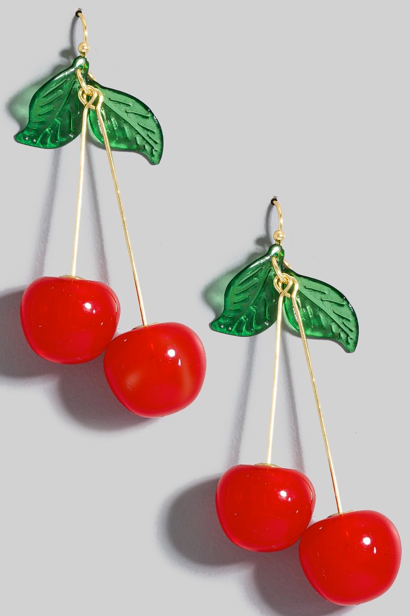 Large Resin Cherry Dangle Earrings