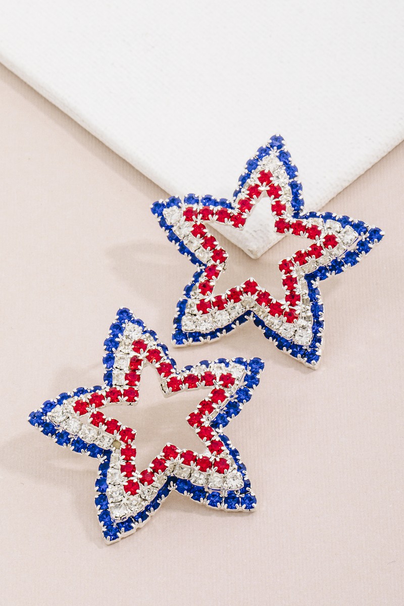 Usa Pave Star Stud Earrings