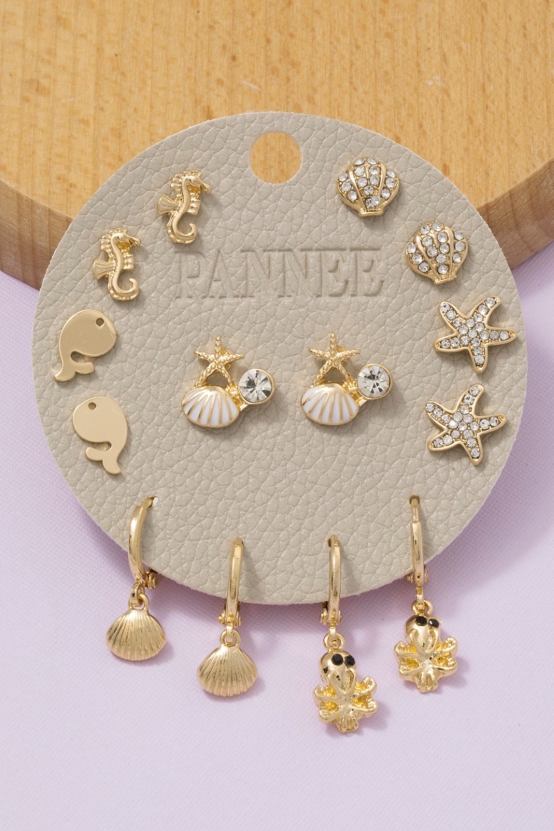 Heart Pearls And Gems Mixed Earrings Set