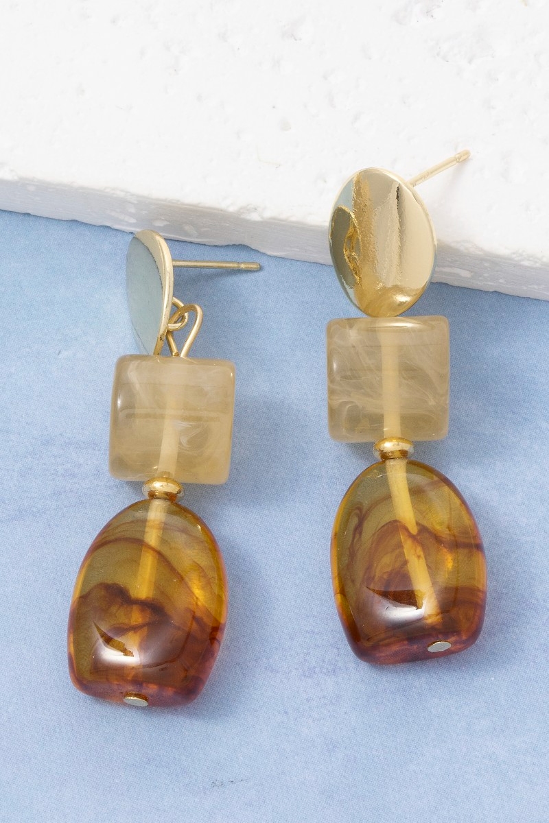 Resin Geo Shaped Layered Drop Earrings