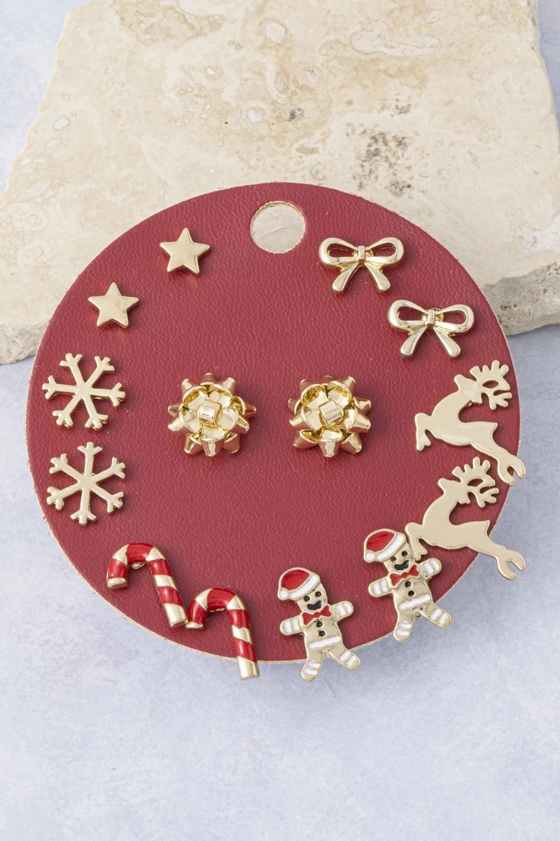 Gift Bow Christmas Stud Earrings Set