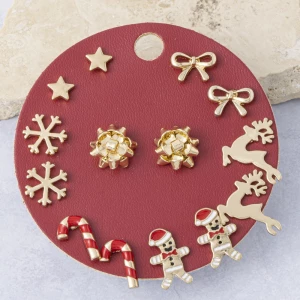 Gift Bow Christmas Stud Earrings Set