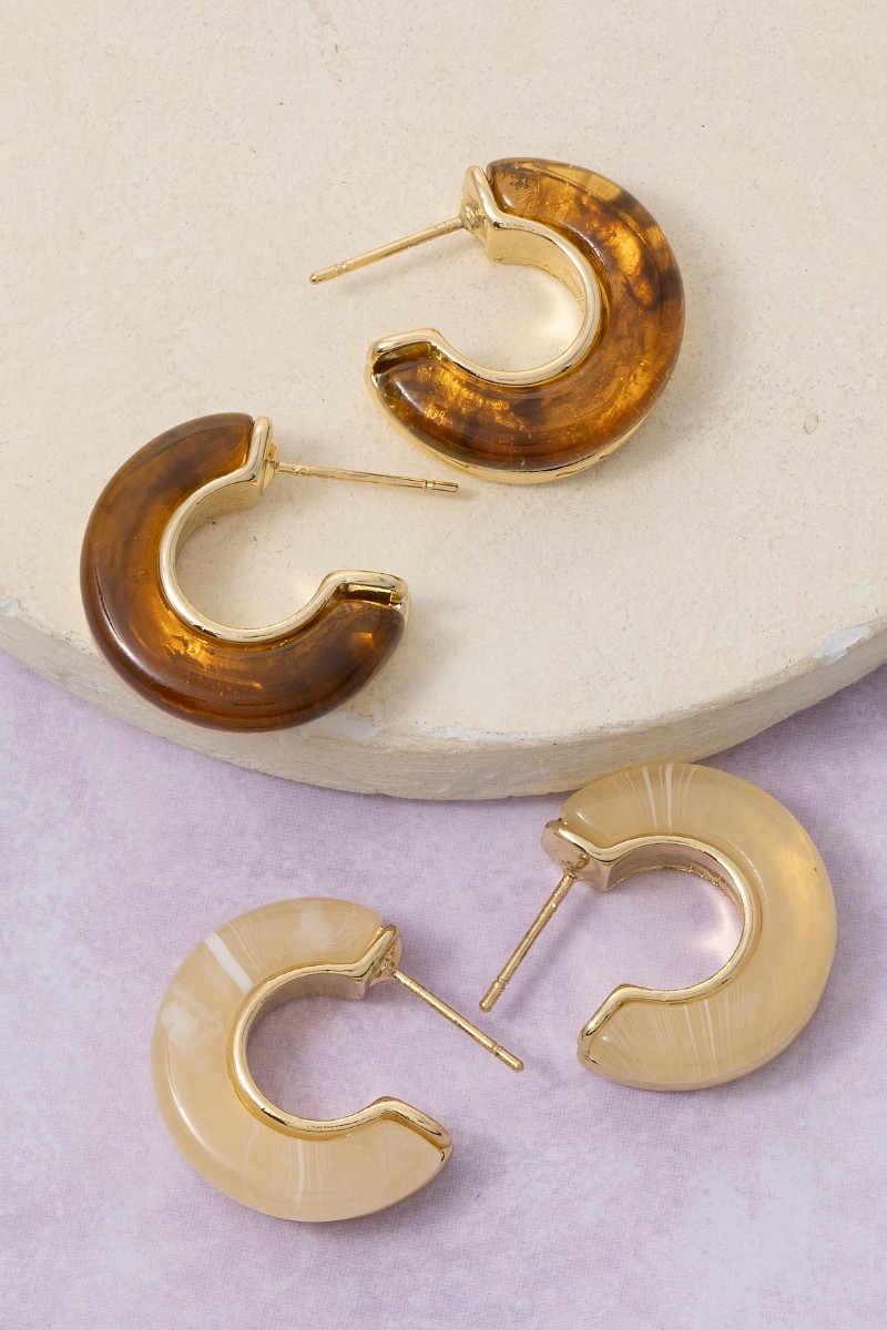 Round Resin Hoop Earrings