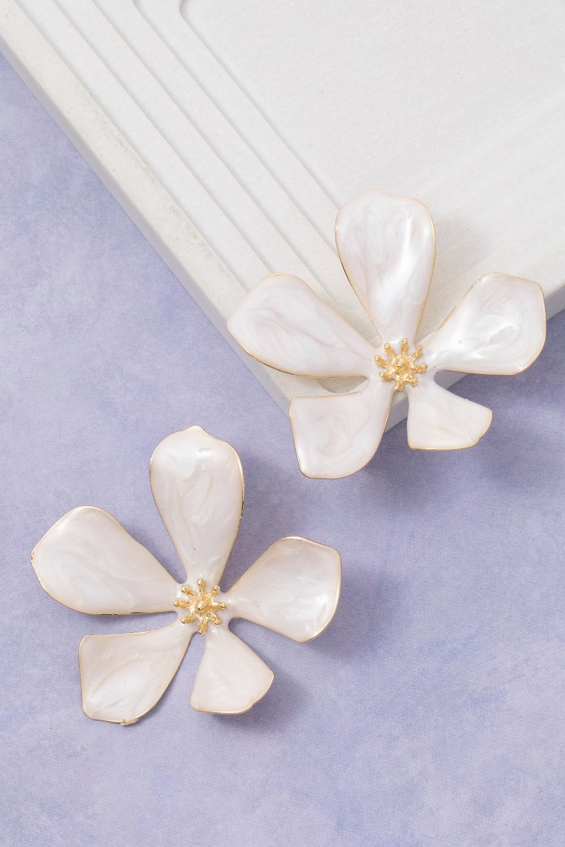 Enamel Flower Post Stud Earrings