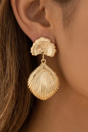 Double Scallop Shell Drop Earrings