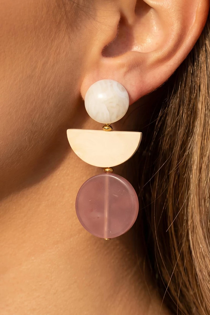 Stacked Geometric Disc Drop Earrings