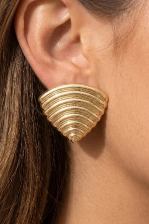Ribbed Fan Stud Earrings