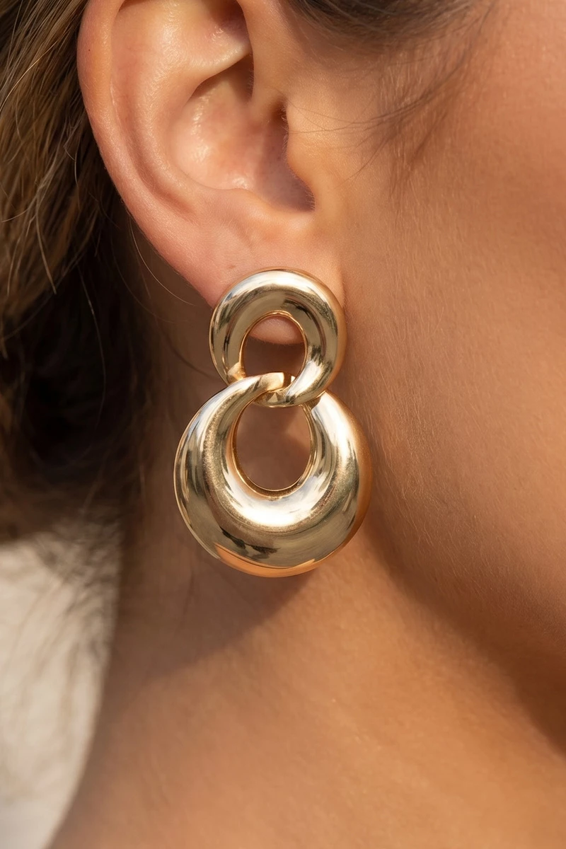 Double Circle Drop Earrings