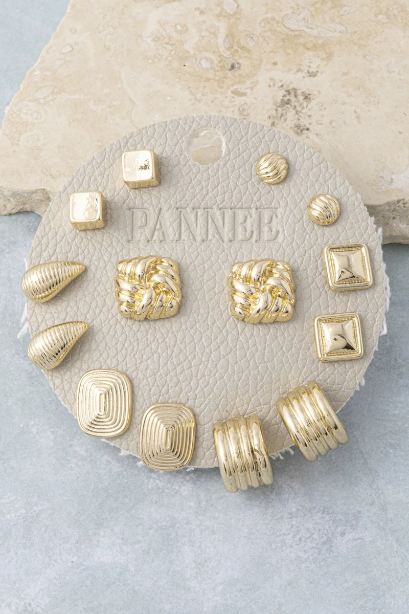 Woven Knot Textured Stud Earrings Set