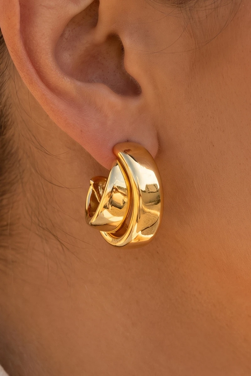 Chunky Wide Dome Huggie Hoop Earrings
