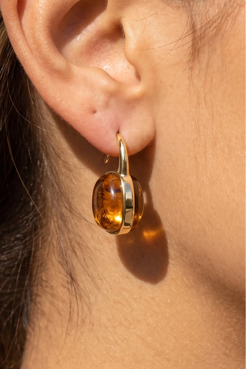 Tortoise Oval Cabochon Drop Earrings