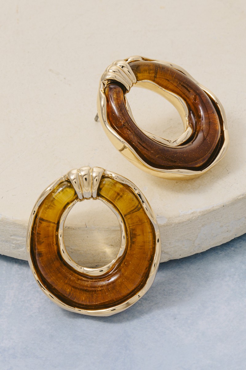 Warped Resin Hoop Stud Drop Earrings