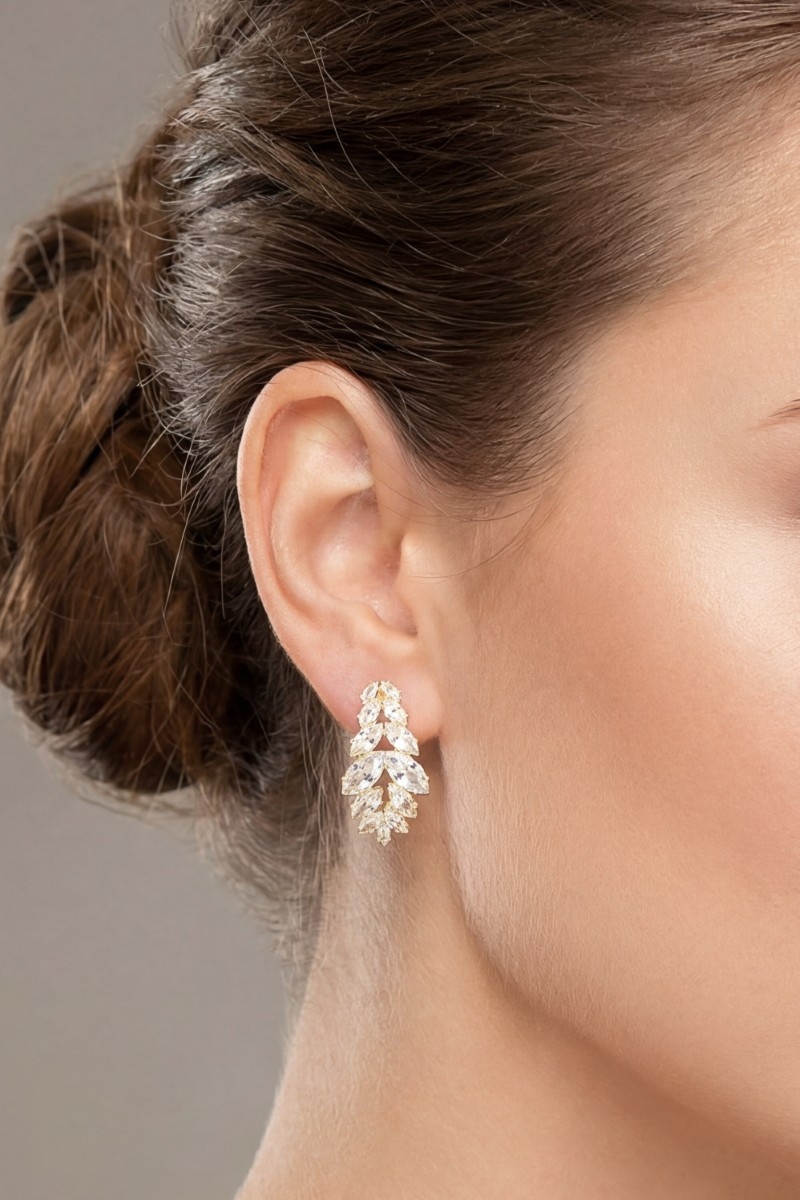 Faceted Glass Oval Gems Drop Earrings