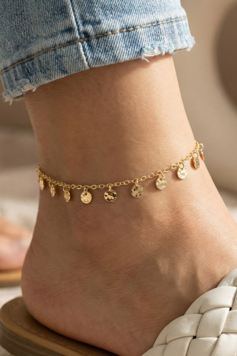 Mini Hammered Coins Chain Anklet