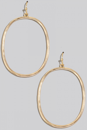 Hammered Metallic Oval Dangle Earrings