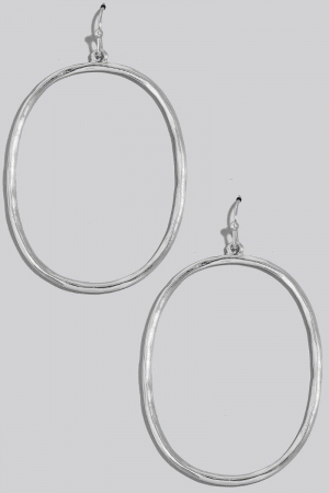 Hammered Metallic Oval Dangle Earrings