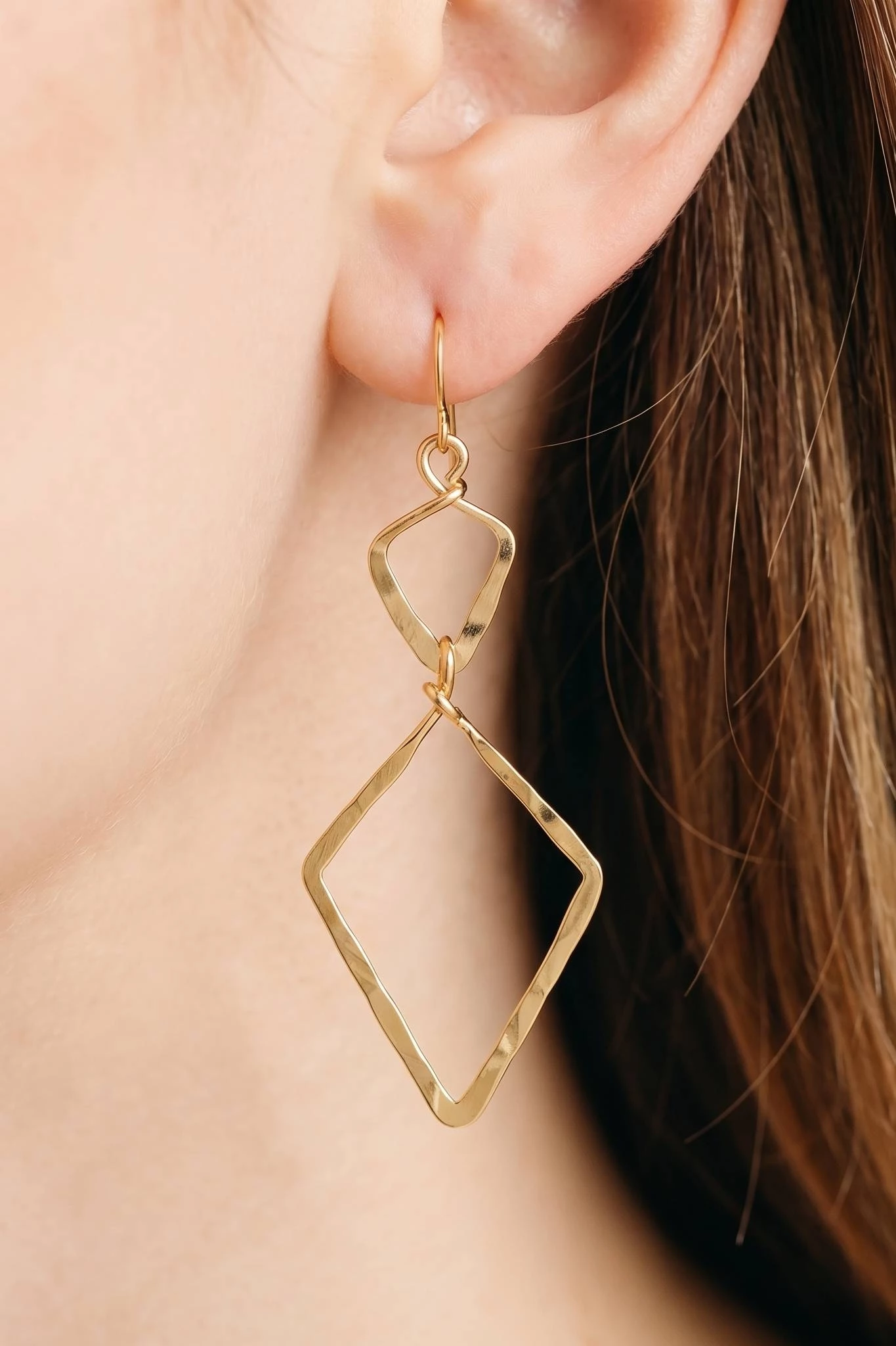Sterling Silver Double Diamond Frame Drop Earrings