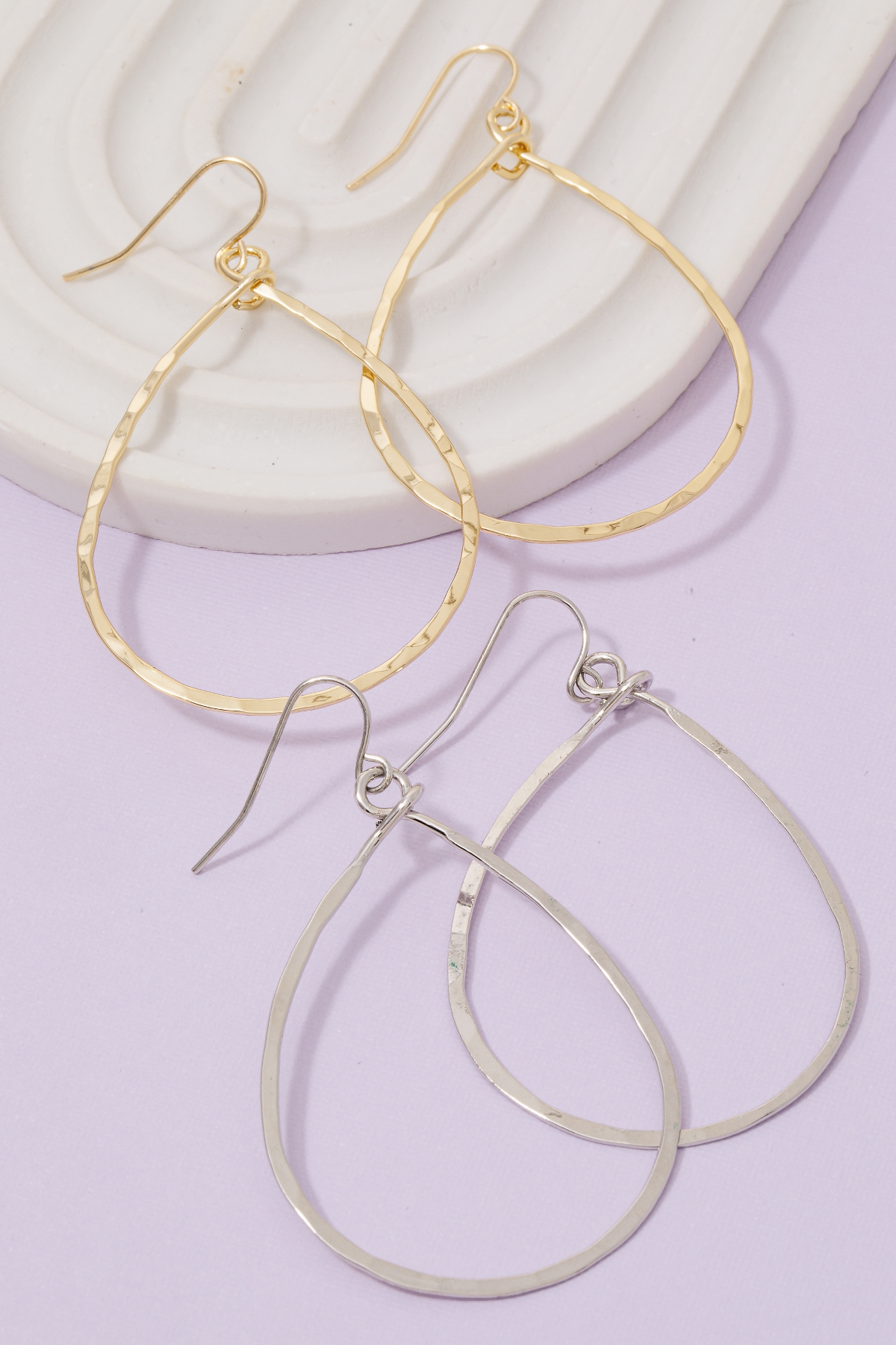 Handmade Thin Teardrop Cutout Earrings