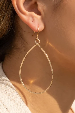 Handmade Thin Teardrop Cutout Earrings