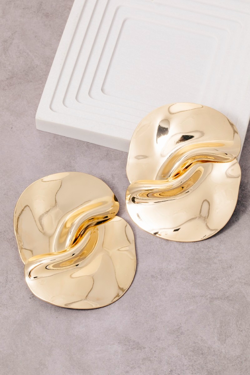 Large Metallic Abstract Round Statement Earrings