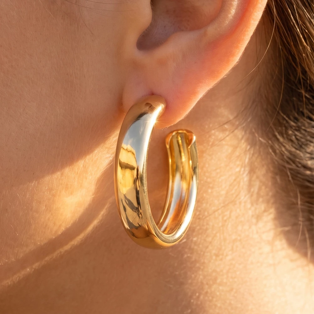 Oversized Wide Tube Hoop Earrings